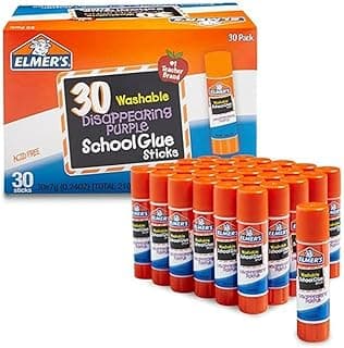 Elmer's Disappearing Purple School Glue Sticks, Washable, 7 Grams, 30 Count - Posters, Back to School, Bulk Pack for Classrooms, #1 Te...