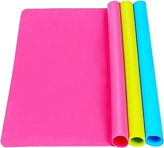 3 Pack Silicone mat Large Silicone Sheets for Crafts, Liquid, Resin Jewelry Casting Molds Mat, Silicone Placemat 15.7” x 11.8” (Blue & Rose...