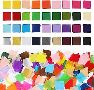 Simetufy 5400 Pcs 1 Inch Tissue Paper Squares, 36 Assorted Colors for Crafts, Art Rainbow Bulk for Mother's Day, Projects, Collage, Su...
