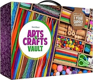 Dan&Darci Arts and Crafts Vault - Craft Supplies Kit in a Box - Birthday Gift for Kids Ages 4 5 6 7 8 9 10 11 & 12 Year Old Girls & Boys -...