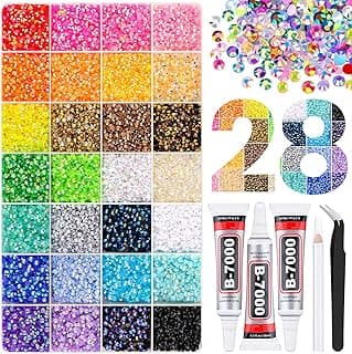 38000Pcs Jelly Rhinestones Bedazzling Kit, Multicolor 3mm Flatback Resin Bedazzler Gems with 3Pcs 10ml B7000 Jewelry Glue for Bedazzled Thi...
